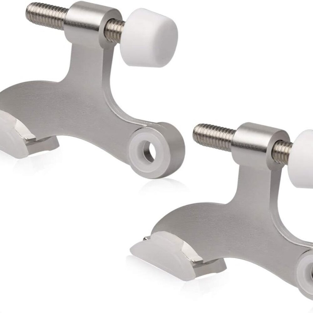 2 Pack Hinge Pin Door Stopper Brushed Satin Nickel - Adjustable Heavy Duty Hinge